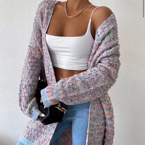 RAINBOW CHUNKY KNIT SWEATER oversized SIZE 6 *belt not included*